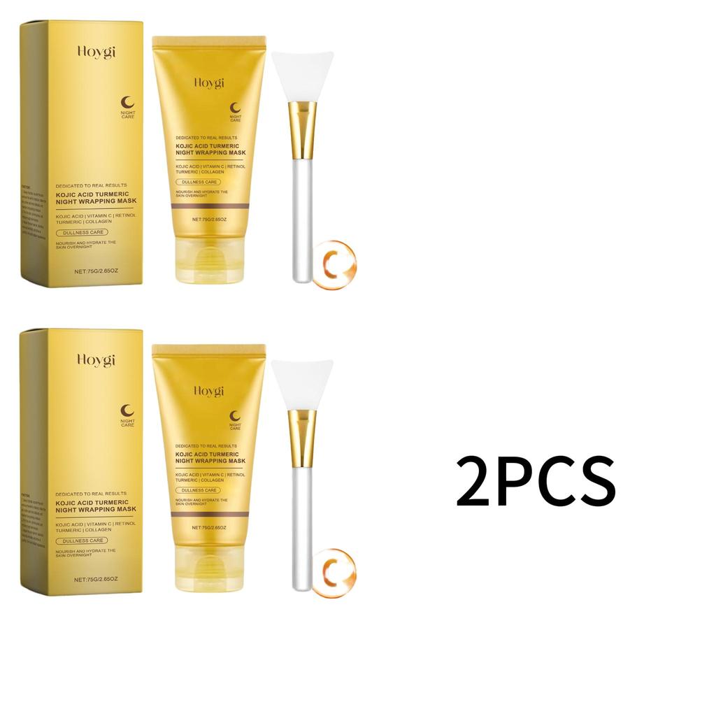 Maschera Notturna Avvolgente con Acido Cogico e Curcuma con Raschietto, Maschera Viso Peel-Off Gel alla Vitamina C per Pelle Idratata, 1 Confezione