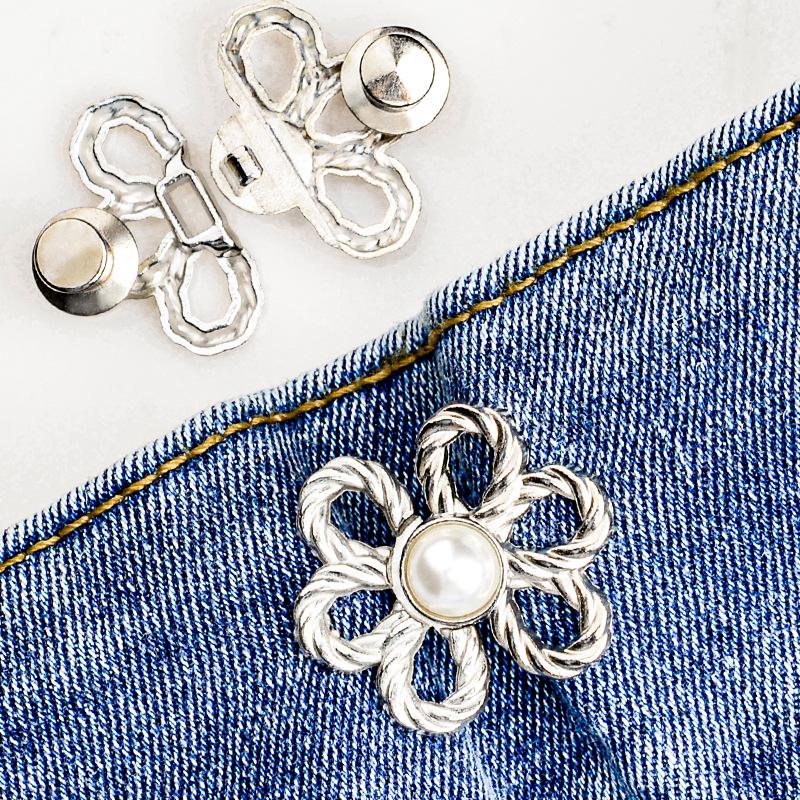 Verstellbarer Taillengürtel mit sechsblättriger Blume – nahtlos, abnehmbarer Knopf zum Festziehen der Hose