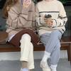 2023 Retro Japanese Striped Half-High Collar Sweater for Women: Thick, Loose, and Long-Sleeved for Autumn and Winter