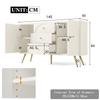 Chest of Drawers with 2 Doors and 3 Drawers, White Chest of Drawers, Adjustable Shelf, for Living Room Bedroom, Cream-White-H84/W140/D40 cm