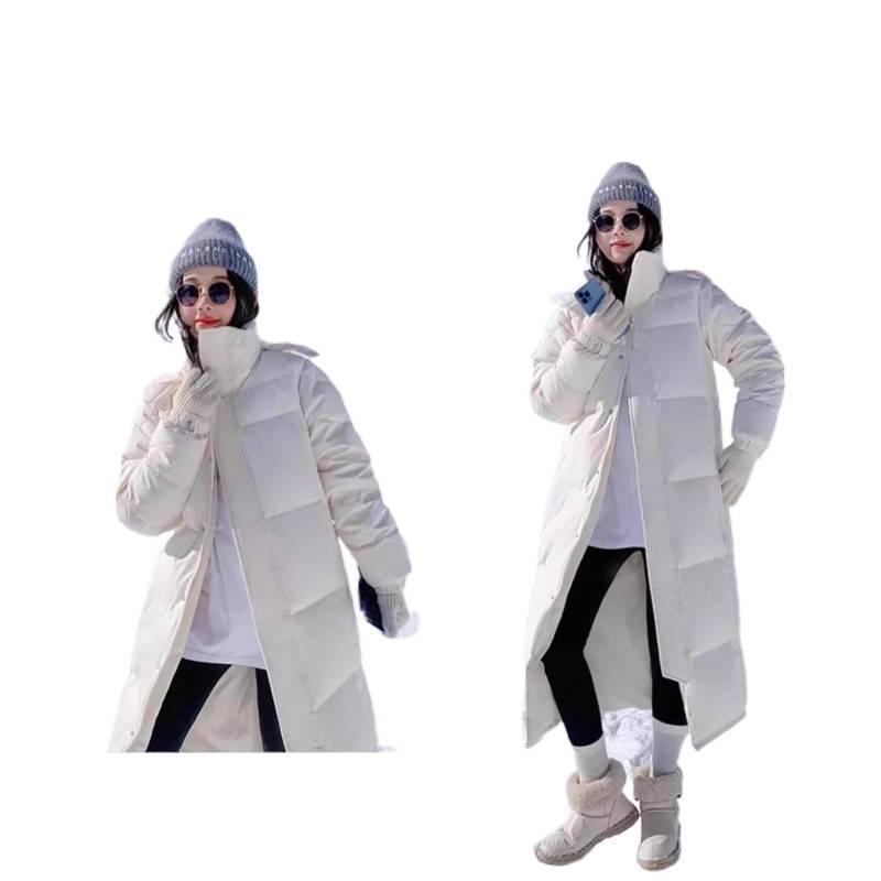 Women's Long Thickened Goose Down Jacket - Cold-Proof, Over-the-Knee, Ideal for Harbin Travel