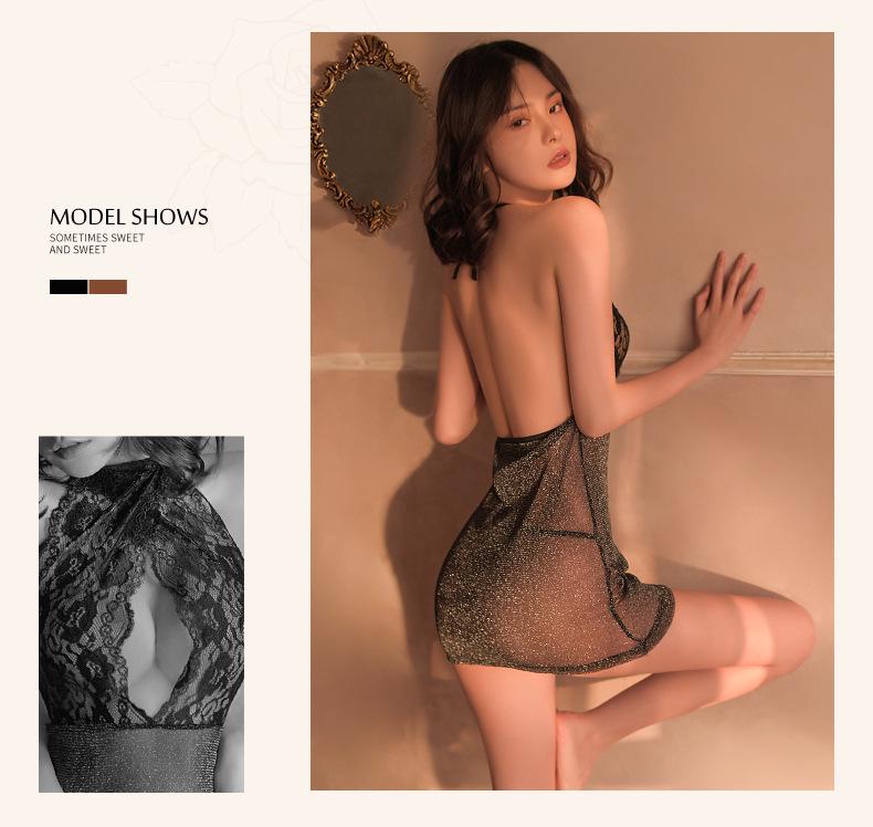 Man Yan Sexy See-Through Halterneck Bodycon Skirt Lingerie Set - Secretary Outfit