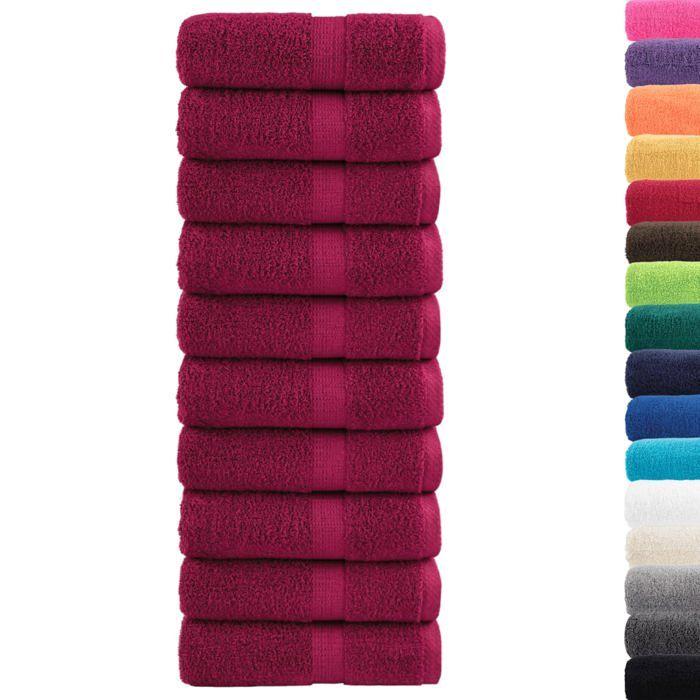 VidaXL Serviettes de toilette premium SOLUND 10 pièces Bordeaux 30 x 30 cm 600 g/m² 137205