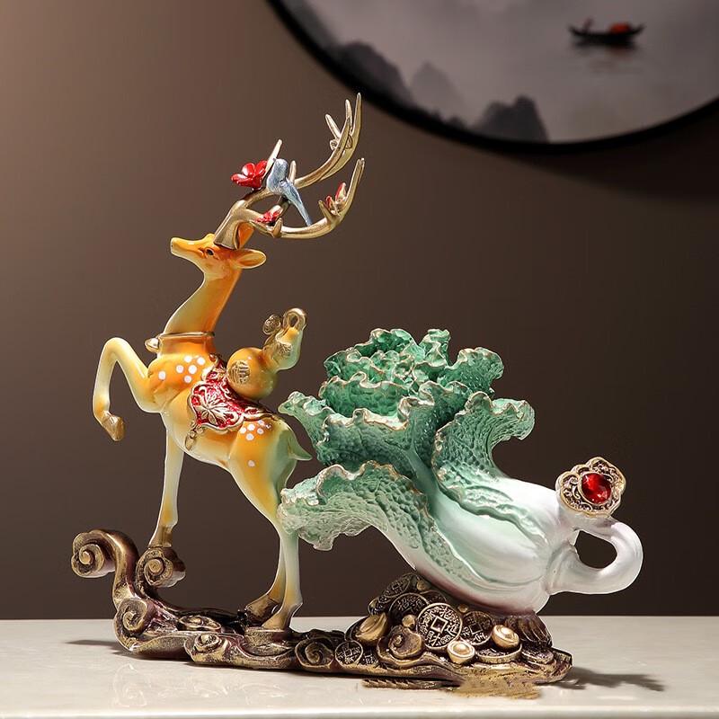 Ruijie Resin Lucky Deer & Cabbage Ornament