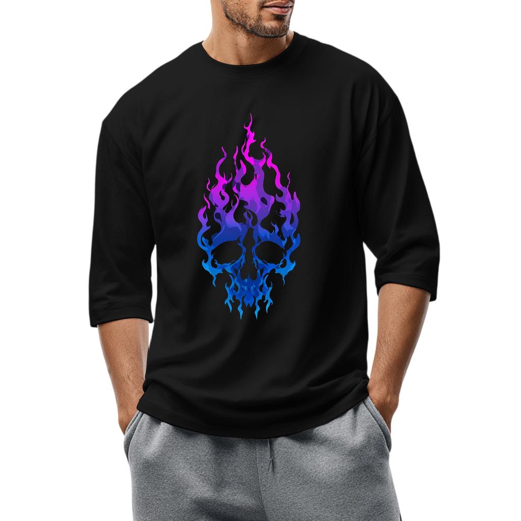 Men'S Round Neck Three-Quarters Sleeve Top Casual Fashion T-Shirt