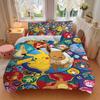 3pcs Eevee Circular & Pokemon Pikachu Quilt Cover Set (1 Quilt Cover + 2 Pillowcases Without Pillow Core), High-Definition Printing for Home and Dormi