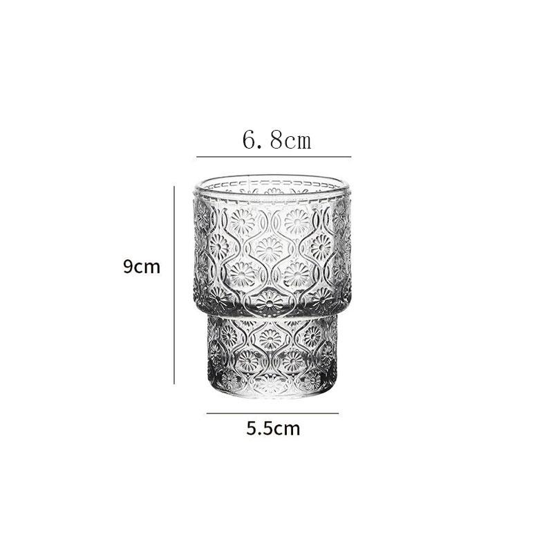

200ml Iced Americo Cup Embossed Glacier Pattern Cup Stackable Glass Cup Juice Cup High Appearance Level Cold Drink Whiskey Glass 1pcs