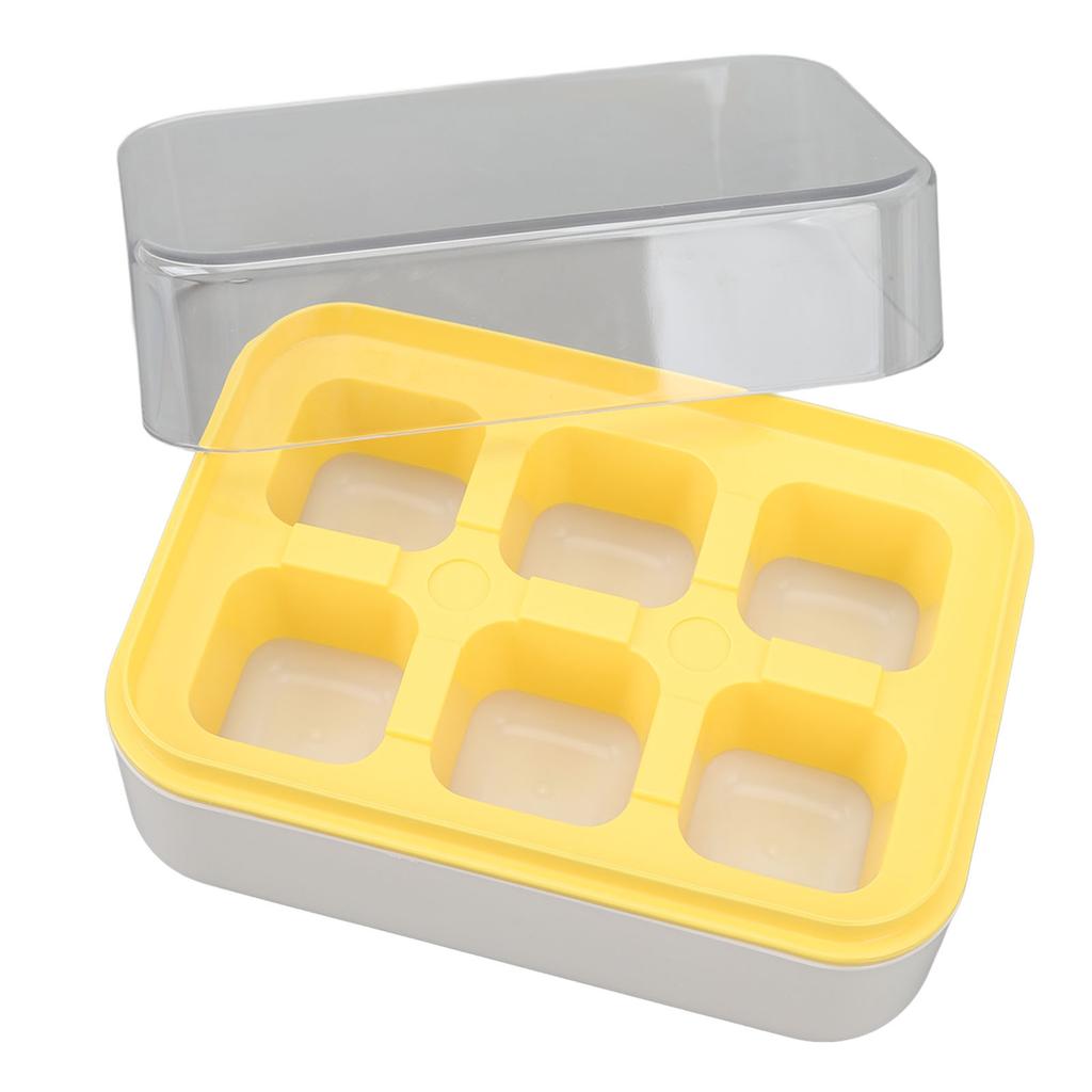 Ice Cube Tray with Lid 6 Cubes Silicone Mini Ice Tray for Freezer Cocktails Whiskey Beverages Easy