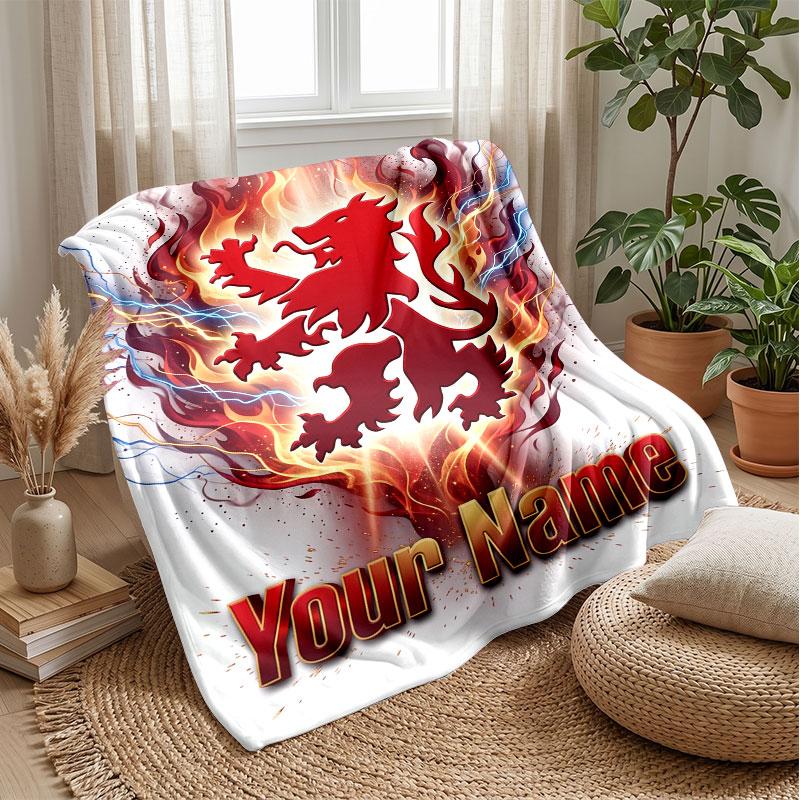Middlesbrough FC Custom Name Text Flannel Blanket Soccer Logo Personalized Fleece Throw Blanket Special Gift For Sofa Bedroom Home