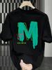 Mens Fashion Graphic Printed Cotton TShirt  Loose Fit Short Sleeves Black Large Size Versatile Casual Wear