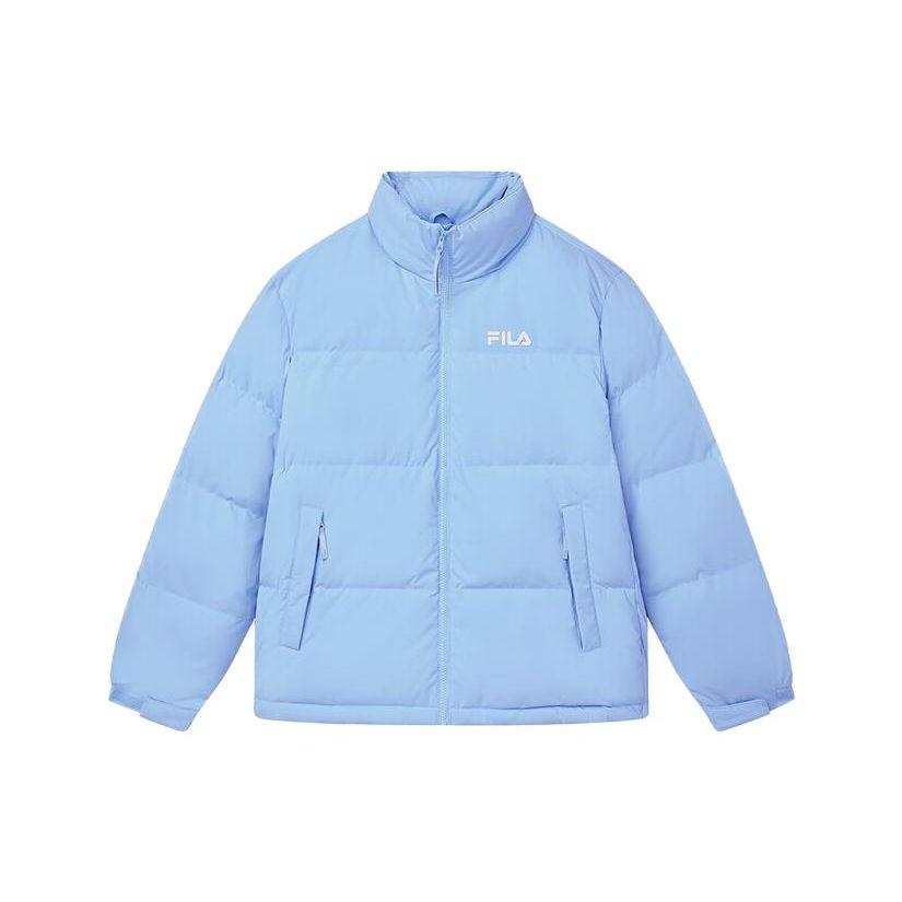 FILA Letter Logo Printed Lined Loose Thick Warm Jacket Down Coat Unisex jackets Pure-Blue F51U349901F-LB