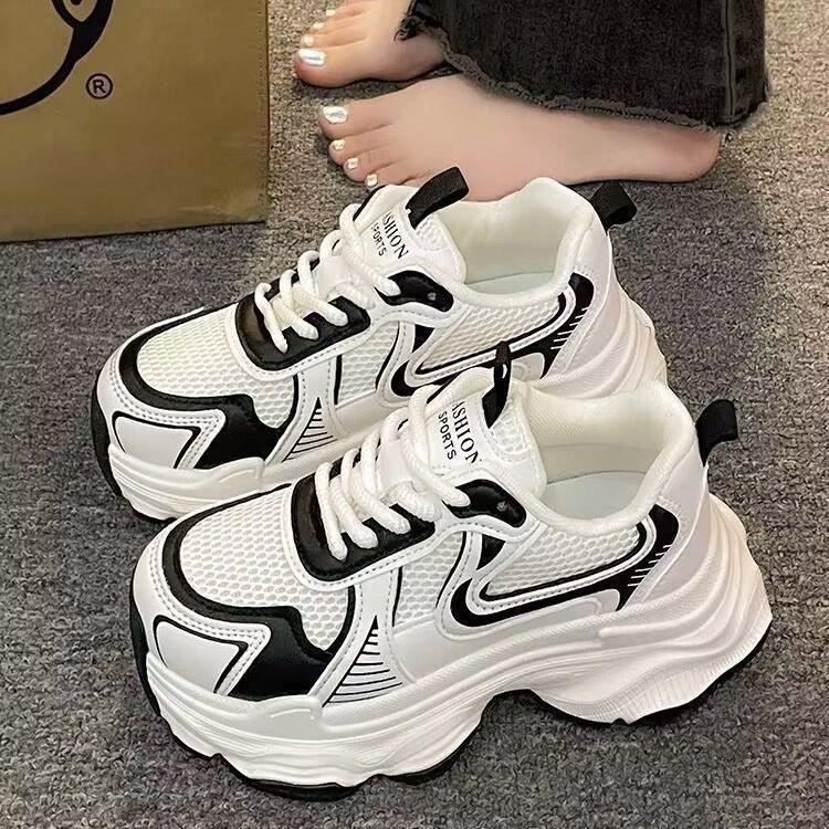 Paris dad shoes for women show small feet, thick soles increase height, trendy cool women's shoes 2025 spring and autumn versatile casual sports shoes