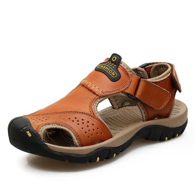 Summer Genuine Leather Sport Sandals Men Trekking Hiking Climbing Casual Sneakers Male Outdoor Soft Roman Wading Beach Shoes