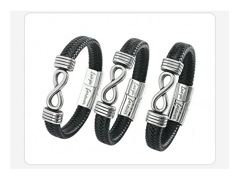 European-American Punk Men's Handmade Leather Bracelet: Creative Woven Design