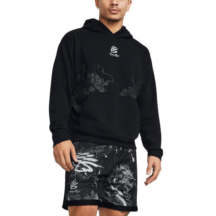 Under Armour X Colaborare Bruce Lee Colecția de Primăvară UA Hanorac de Baschet cu Imprimeu Future Dragon pentru Bărbați hanorace Negru 1385303-001