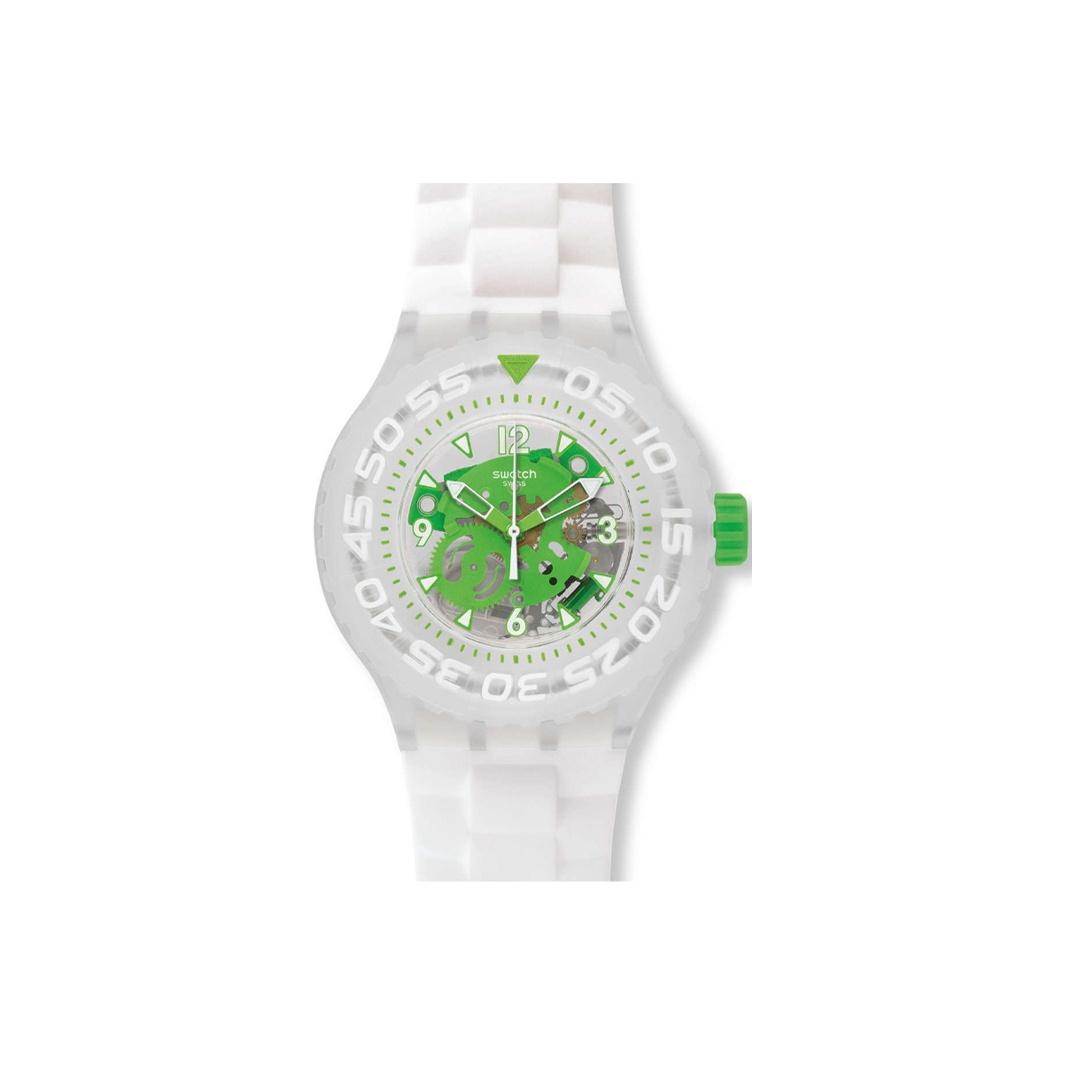 Swatch Men's Libre Series Quartz Movet 30M Water Resistant Watch 44Mm Skeleton Dial Plastic Case Silicone Strap Watches Suuk100