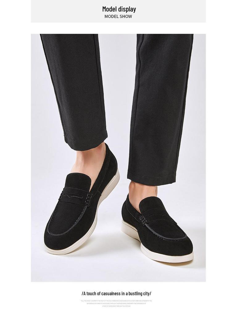 Men's British-Style Suede Nubuck Loafers - Slip-On Casual Shoes