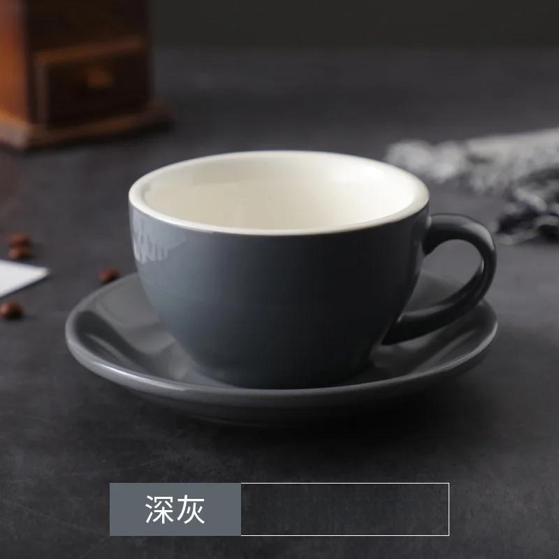 Glazură colorată, ceramică îngroșată, ceașcă cu latte pentru cappuccino, ceașcă profesională figurată, gură de competiție standard, ceașcă de cafea de 250 ml