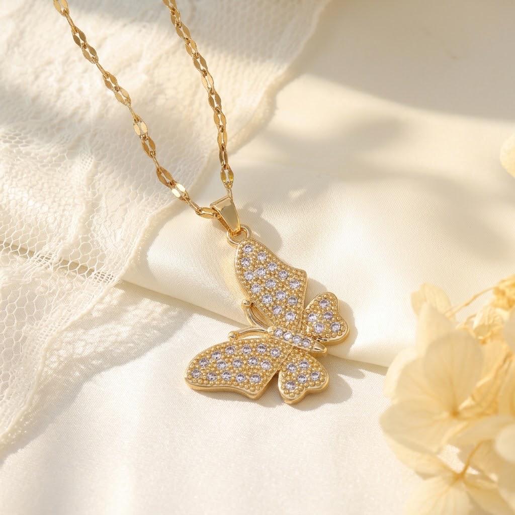Colorful Cartoon Titanium Steel Zircon Pendant Necklace - Women's Light Luxury Clavicle Chain