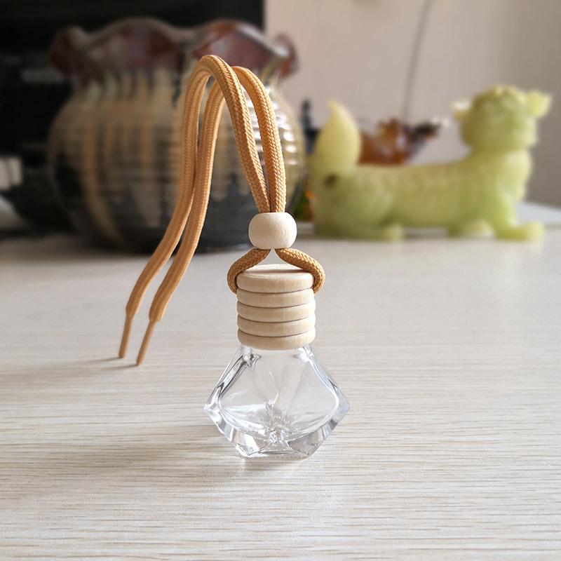 Colorful Diamond Car Perfume Pendant - Empty Glass Bottle Aroma Diffuser