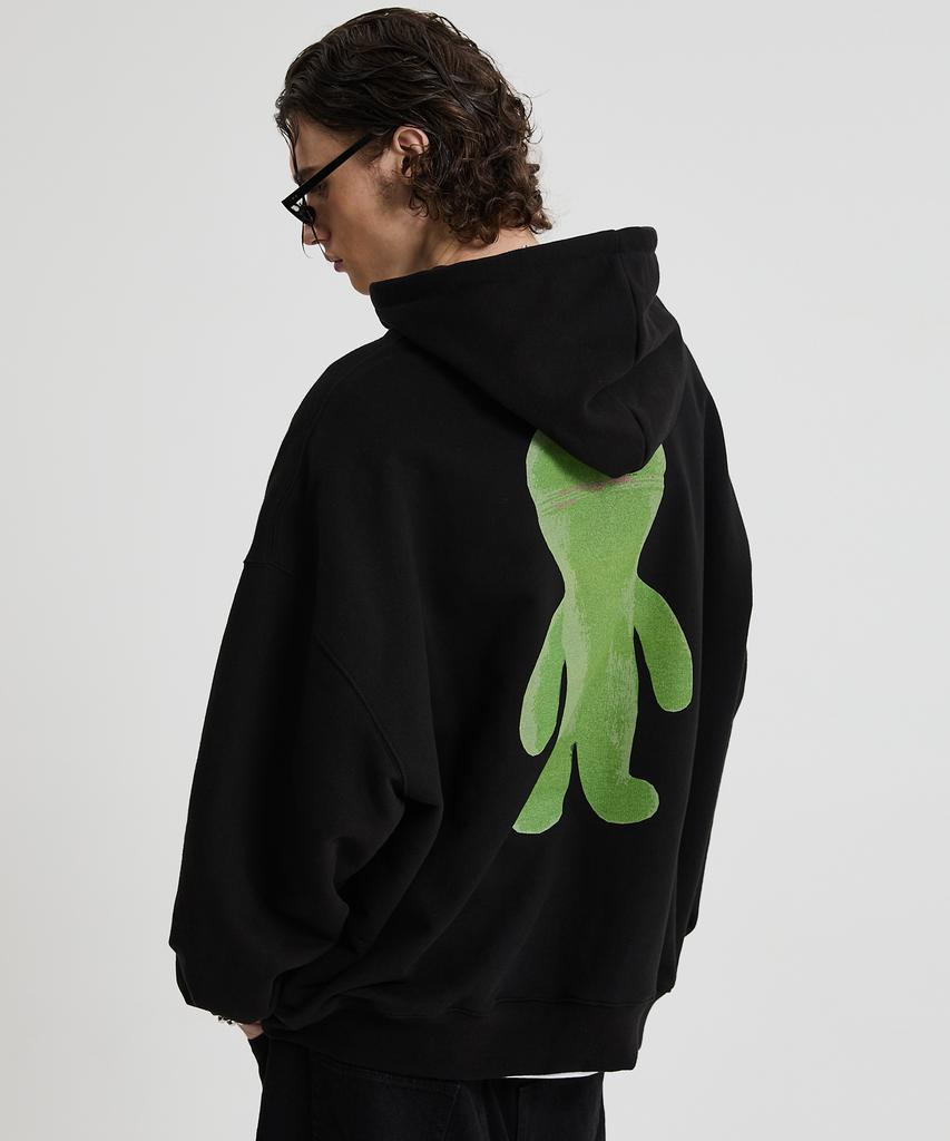 Alien Graphic Oversized Hoodie Black