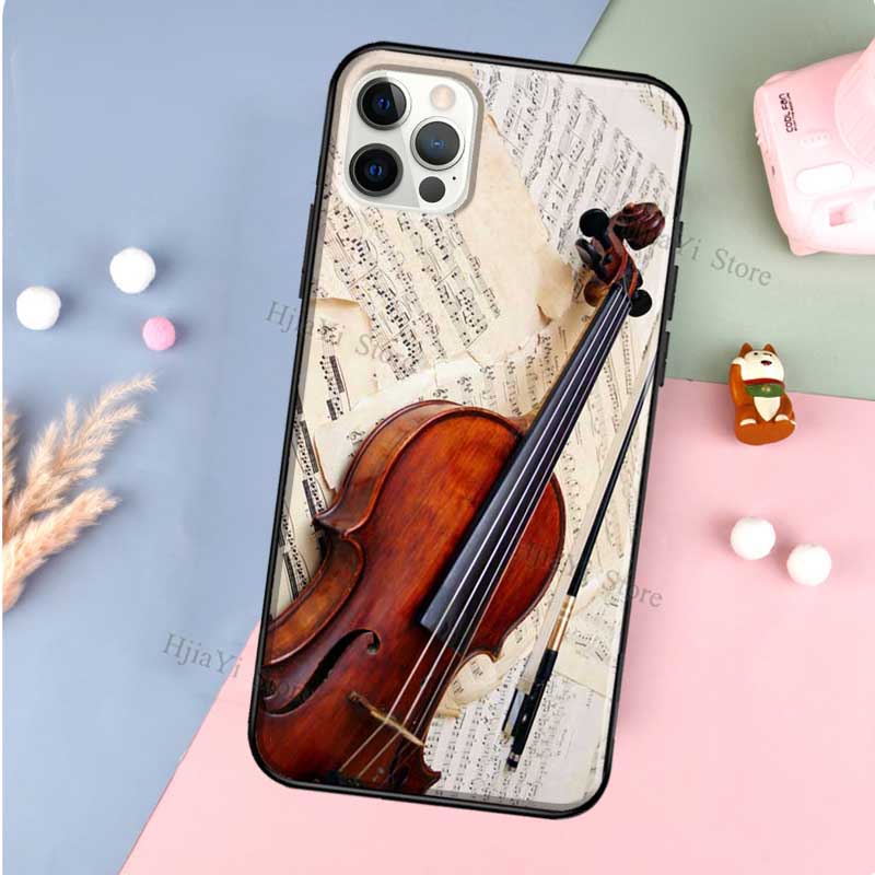 Elegant Violins Bow Sheet Music Phone Case For Apple iPhone 13 11 Pro Max 12 Mini X XR XS Max 8 7 Plus SE 2020 Cover Shell