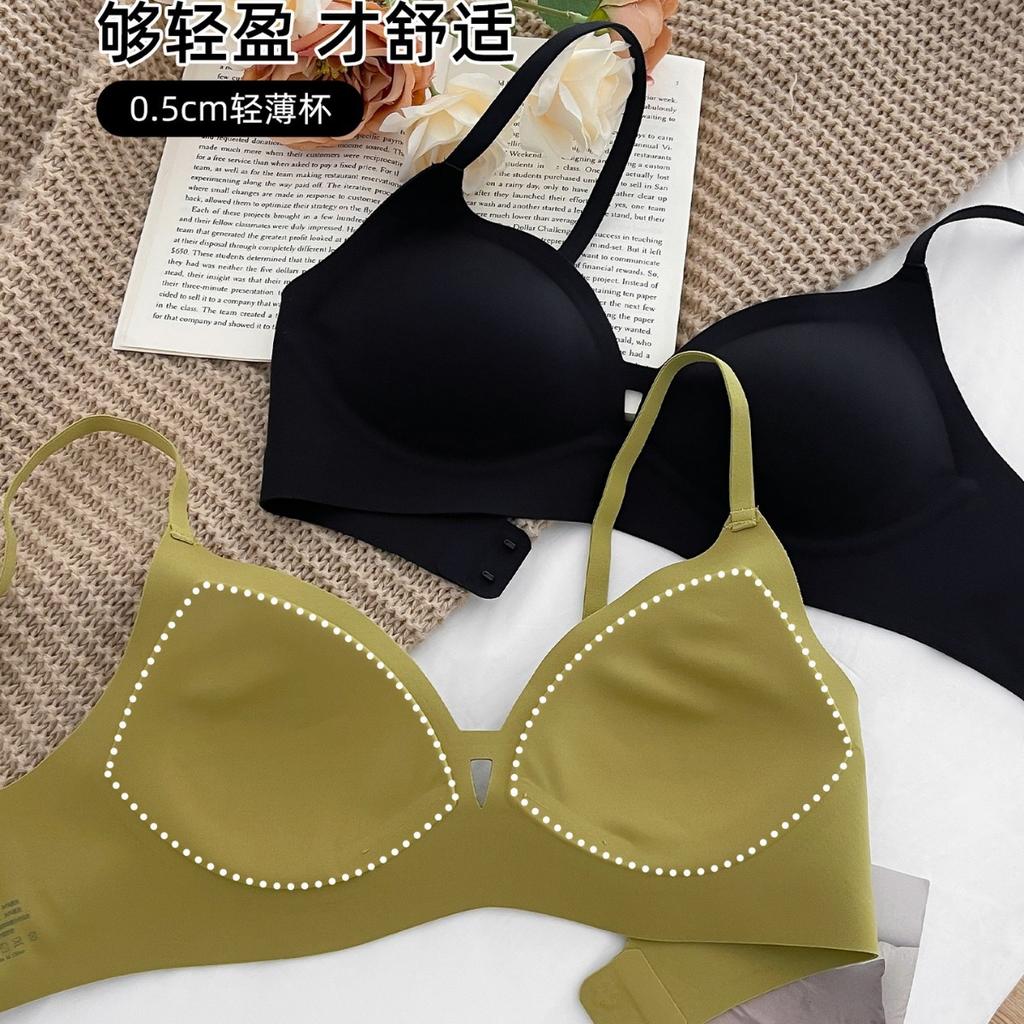 New small cup seamless underwear women's small breasts gather soft support bra summer thin no steel ring chest