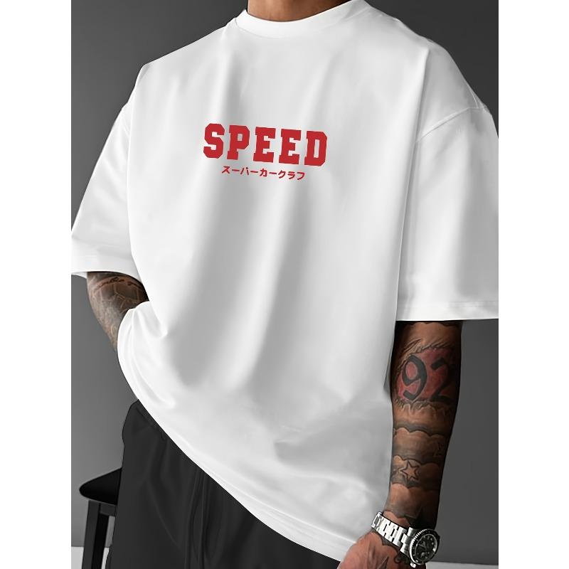 European Size Speed Racing Element T-Shirt, Youth Sports Tee, Summer Outdoor, Men's Summer Apparel, Slightly Dropped Shoulder Fit Crew Neck T-Shirt