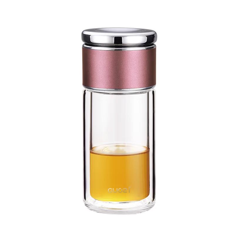 GuoZi GZ-S54 Portable Double-Layer Glass Tea Infuser Cup