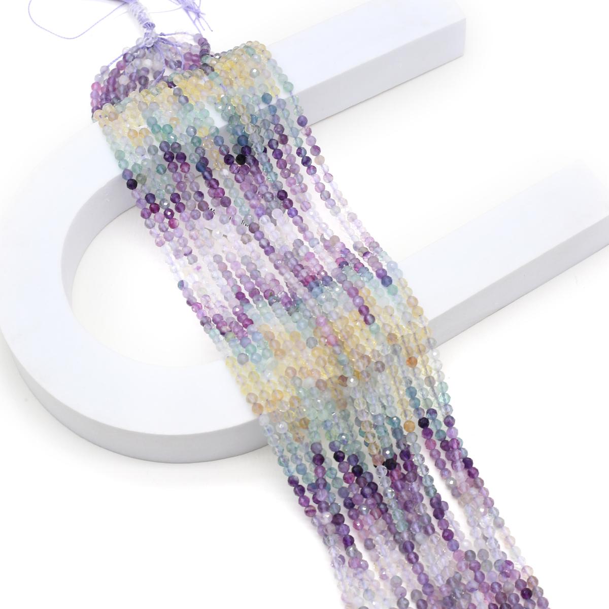 1 нить граненые бусины из флюорита из натурального камня 2 мм 3 мм бусины из флюорита — фото 3