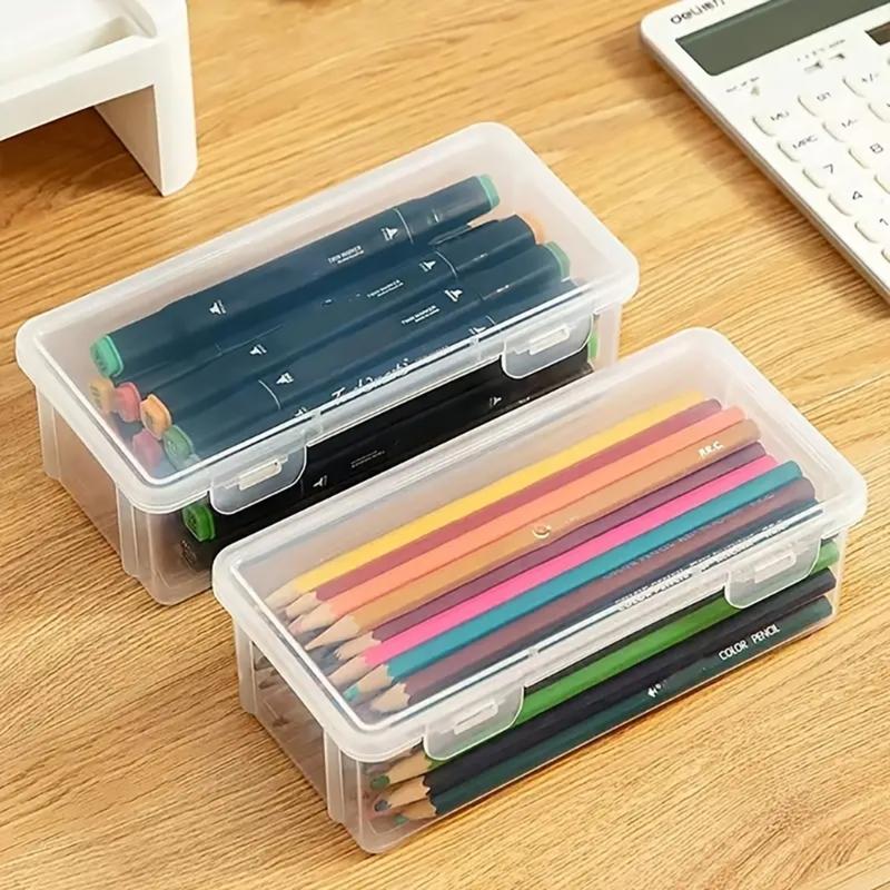 2/3Pcs Clear Hard Pencil Case Stackable High Capacity Pencil Case Colored Pencil Organizers Box for Sketch Pencil Marker