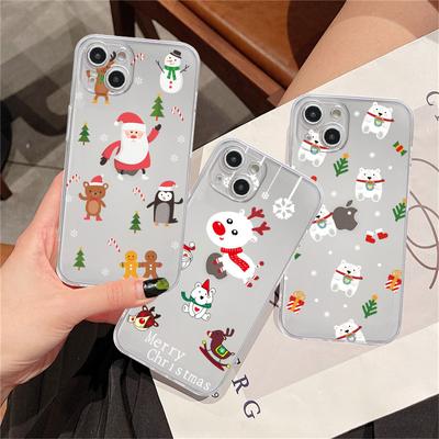 Clear Case For Apple iPhone 14 11 13 12 Pro 7 8 Plus XR X XS Max 6 6S 13Pro Silicone Phone Cover Cute Cartoon Doll Christmas