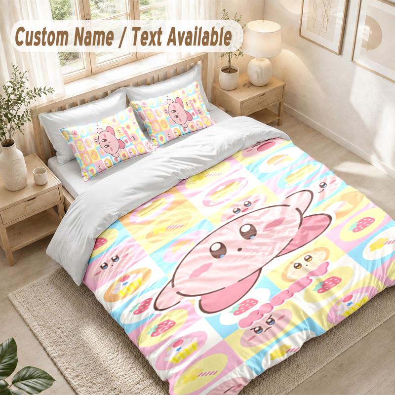 Kirby Bettwäsche Set, 1 Bettbezug & 2 Kissenbezüge Weich Bequem Schlafzimmer Heimtextil Dekor