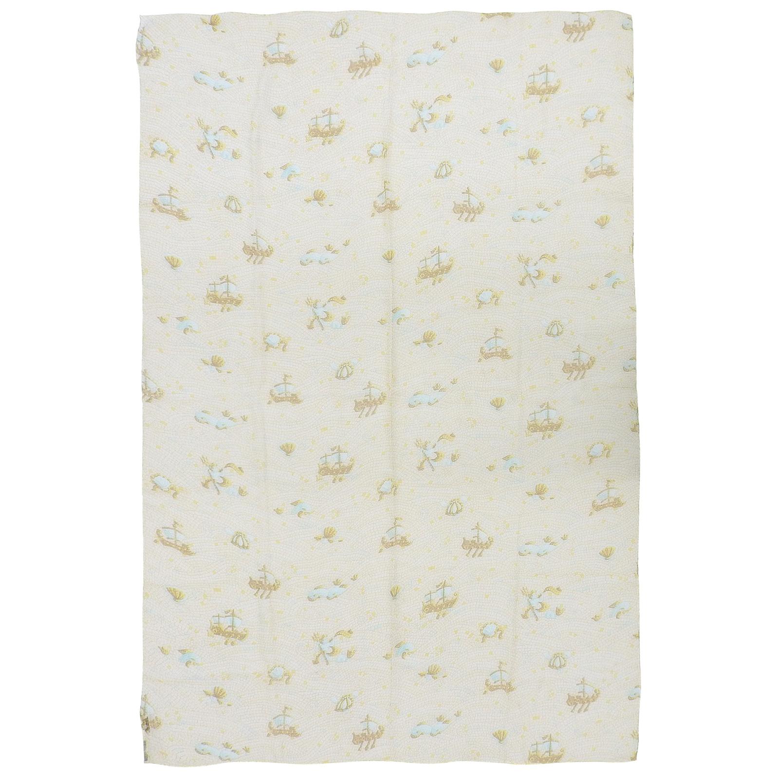 Excellent HERMES Stall All-over print chiffon beige silk Women Used