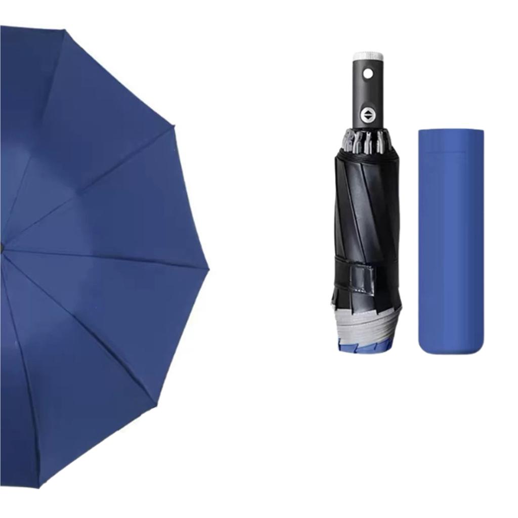 2025 LED Automatic Umbrella Reflective Stripe Reverse Led Light Umbrella Three Folding Inverted 10 Ribs Windproof Umbrellas