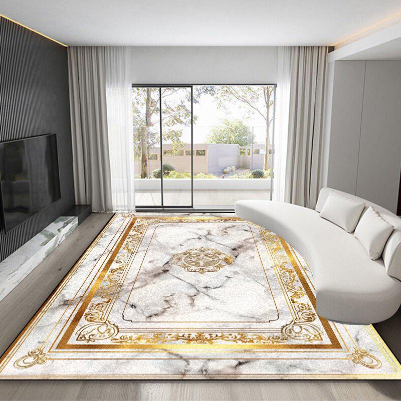 Luxury Gold Frame Ccarpet for Living Room Europe Style High-grade Dining Room Large Area Rugs Washable Non-slip Bedroom Foot Mat