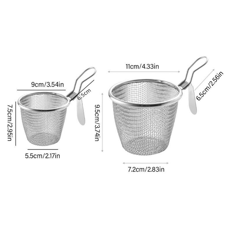 2Pcs 304Stainless Steel Colander Strainer with Metal Hook Strainer Basket Suitable for Draining Hot Pots Ingredient