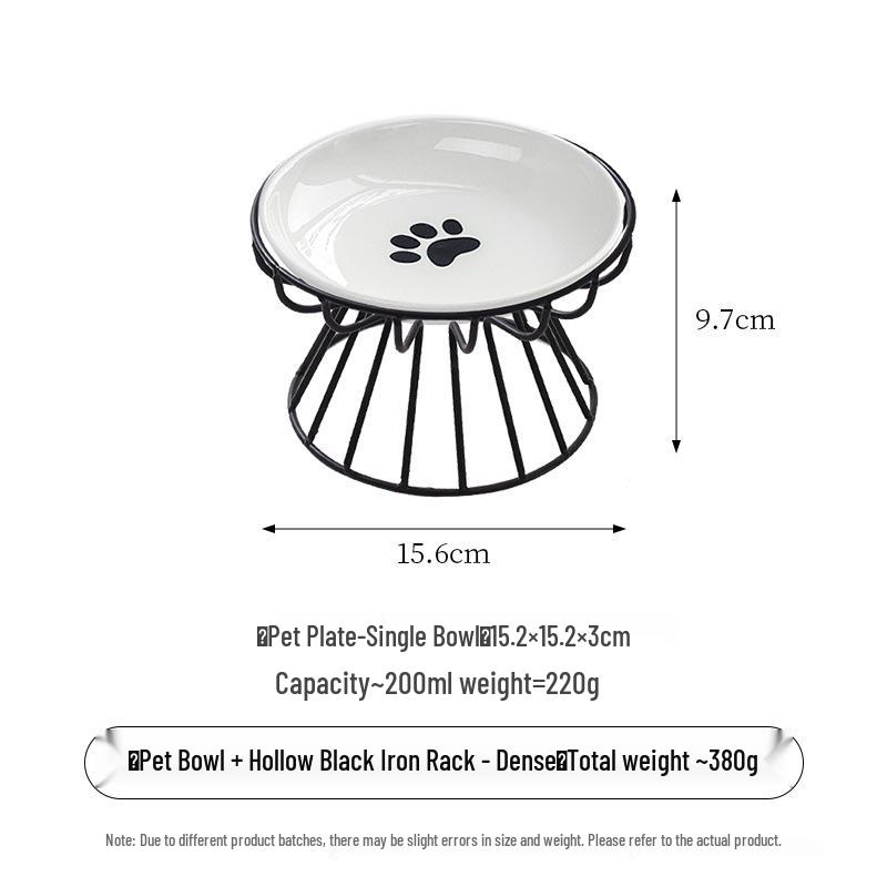 Six-Inch Ceramic Cat Paw Bone Plate with Stand - Non-Tip Pet Bowl for Cats & Dogs
