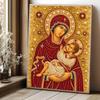 5D Framed Pearl Painting Kit Virgin Mary and Child Pattern Sparkling Bead Art Canvas Ready to Display Romantic Home Decor Gift