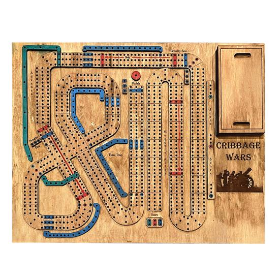 Cribbage Wars Board Game Kids Adults Family Party Multiplayer Interactive Wooden Portable Continuous Cribbage Board Game Night Essentials Props