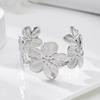 Fashion Vintage Flower Cuff Bracelet for Women Trendy Gold Color Metal Wide Flower Opening Bangles Charms Elegant Party Jewelry