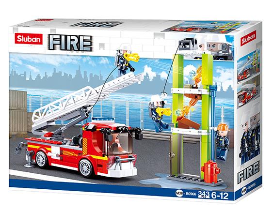 Klocki Sluban Fire Straż Pożarna Samochód Z Drabiną 343 - B0966