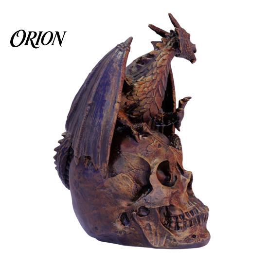 Bookshelf Display Figurine Flying Dragon Skull Resin Statue, On Human Figurine, Collectible Fantasy Statue Halloween Abstract Sculpture, Gothic Garden
