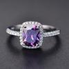 Fashion Mystic Fire Crystal Stone Rings For Women CopperColor Square Blue Pink Zircon Wedding Engagement Ring Boho Jewelry