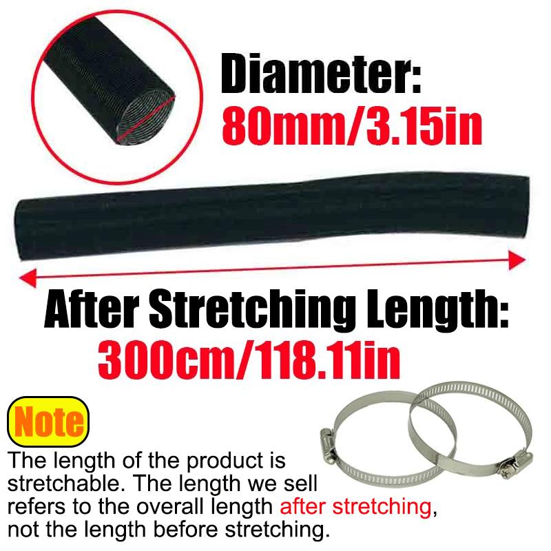25mm 42mm 60mm 50mm 75mm 80mm Air Diesel Parking Heater Duct Pipe Tube Hose 3M 5M Length With 2 Clamps For Webasto Eberspacher