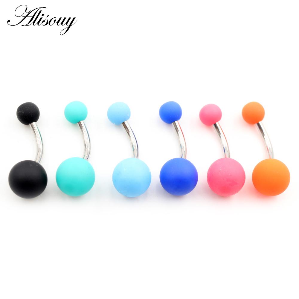 Alisouy 1 buc 14G sexy bomboane colorate cauciuc oțel inoxidabil bară buric inel piercing club de noapte fată femei corp bijuterii