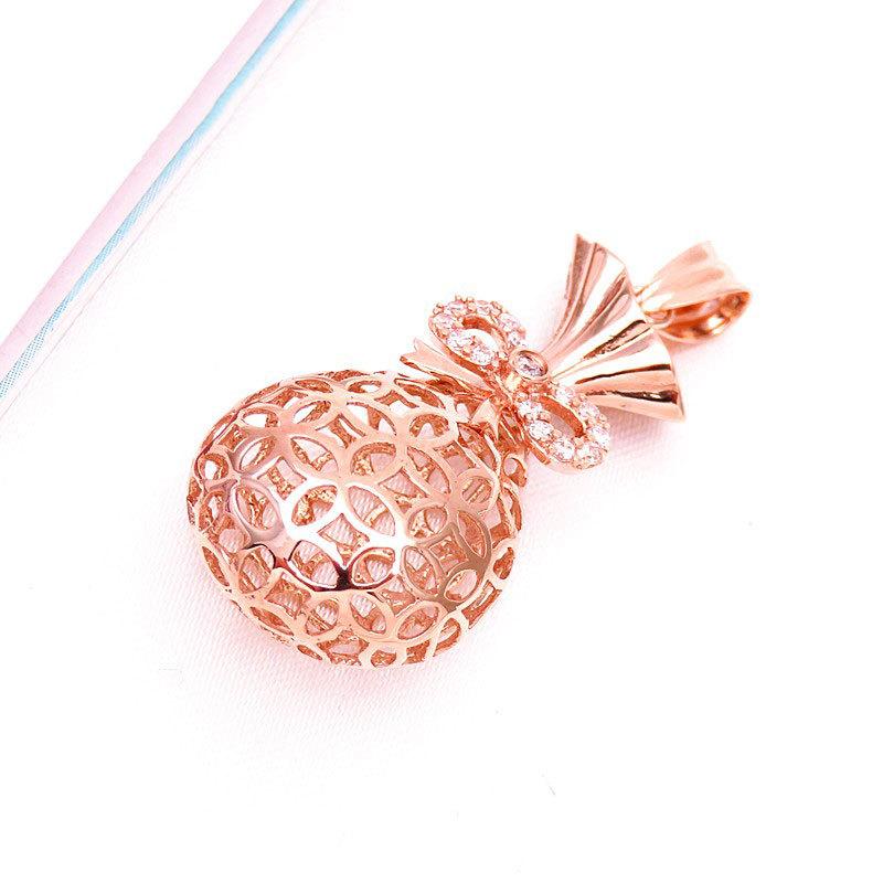 Purple Gold Retro Hollow Micro-Inlaid Lucky Bag Cover Chain Plated Rose Gold Color Gold Literary Pendant