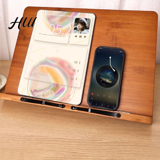 Anti-fatigue Reading Stand Bamboo Book for Kids, Adjustable Foldable Rack Computer Children, Multifunctional Desktop Holder Textbooks Portable Desk