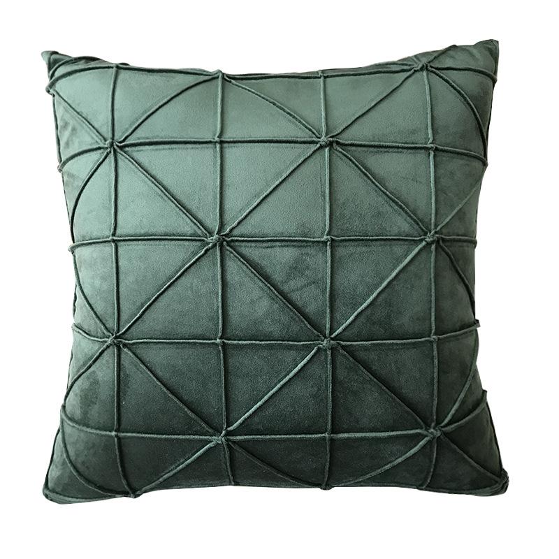 Single Pillow Pillowcase Without 45x45cm Core Dutch Velvet Solid Color Backrest With 3d Line Pleated Beige Grid Sofa Cushion And Pillowcase