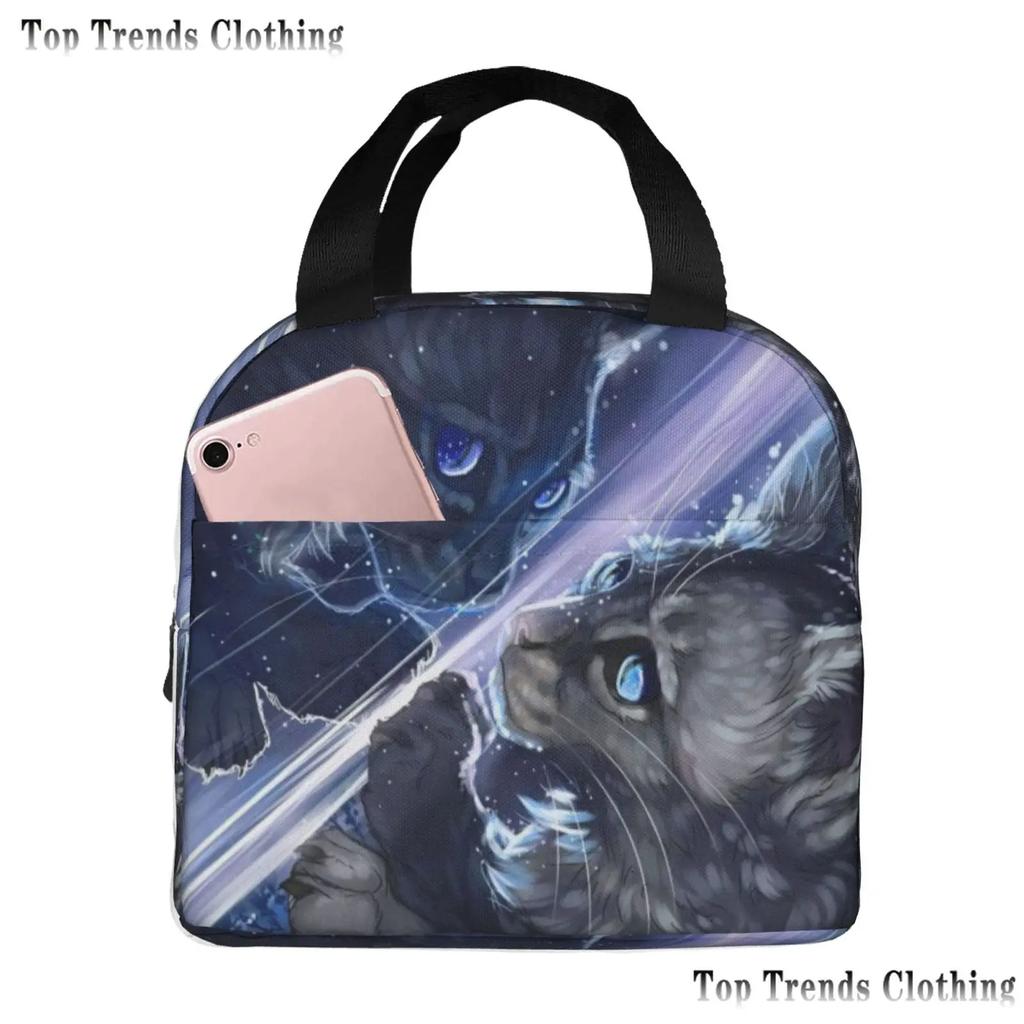 Warriors Cats Isolerad Lunchväska för Kvinnor Vattentät Termisk Kylväska Lunch Tote för Kontorsarbete Skola Termiska Väskor